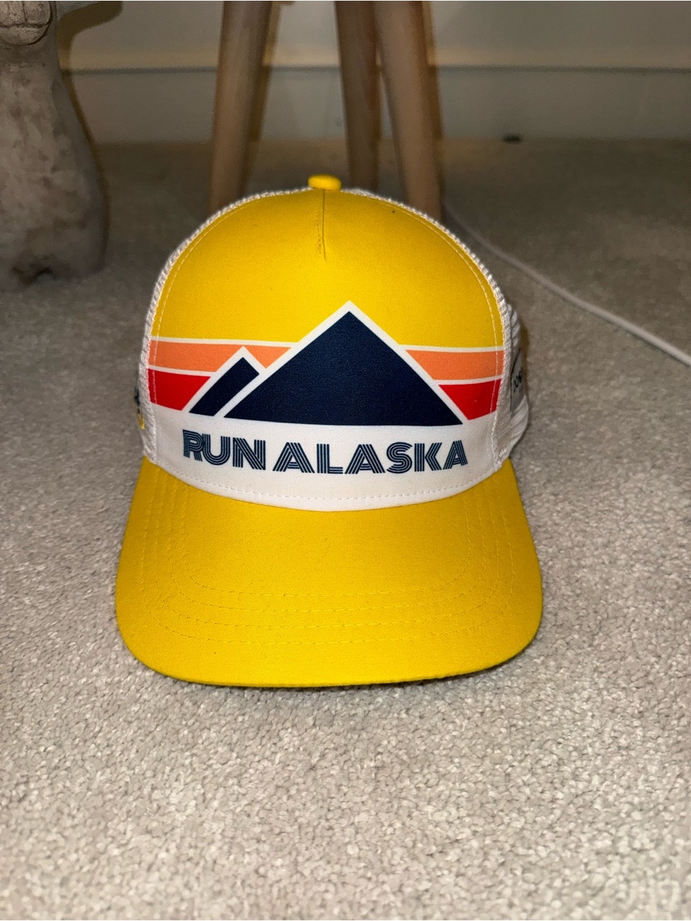 boc Yellow 'Run Alaska' Trucker Hat with Navy Graphic